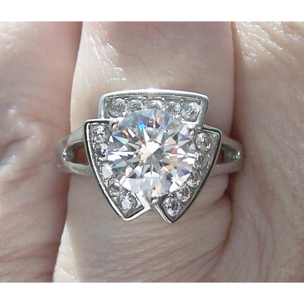 STAINLESS STEEL 2.5 Carat Round Cut Cubic Zirconia Ring - Picture 5 of 14